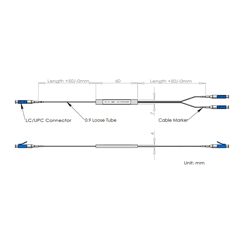 1*2 PLC Splitter з раздымам LC/UPC